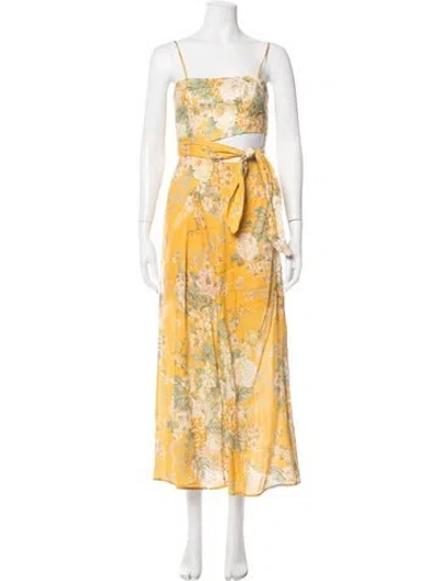 Pre-owned Zimmermann Linen Long Dress In Yellow