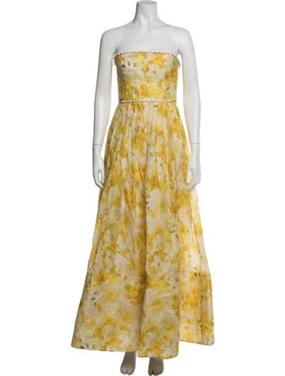 Pre-owned Zimmermann Linen Long Dress In Yellow