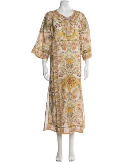 Pre-owned Zimmermann Linen Long Dress In Yellow