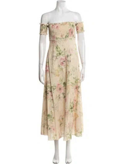 Pre-owned Zimmermann Linen Long Dress In Yellow