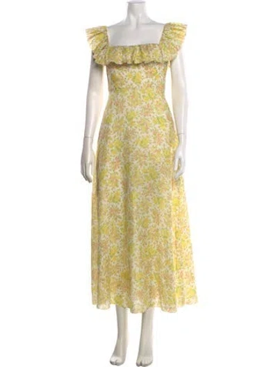 Pre-owned Zimmermann Linen Long Dress In Yellow