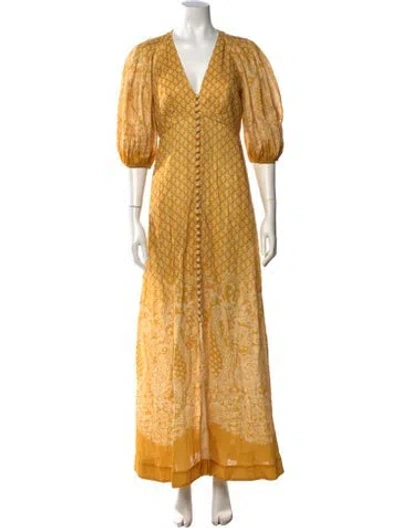 Pre-owned Zimmermann Linen Long Dress In Yellow