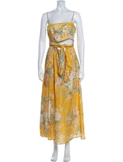 Pre-owned Zimmermann Linen Long Dress In Yellow