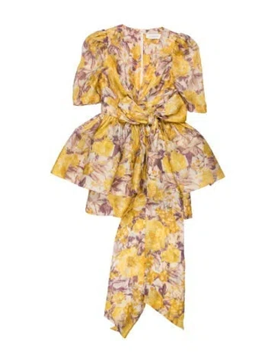 Pre-owned Zimmermann Linen Long Dress In Yellow