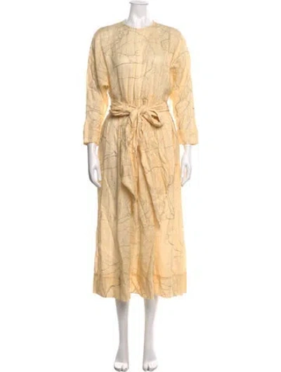 Pre-owned Zimmermann Linen Long Dress In Yellow