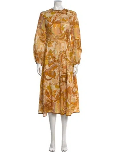 Pre-owned Zimmermann Linen Long Dress In Yellow