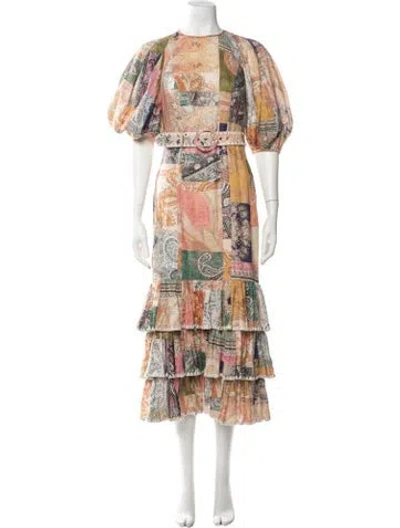 Pre-owned Zimmermann Linen Long Dress In Yellow