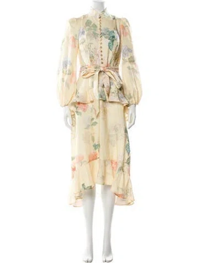 Pre-owned Zimmermann Linen Long Dress In Yellow
