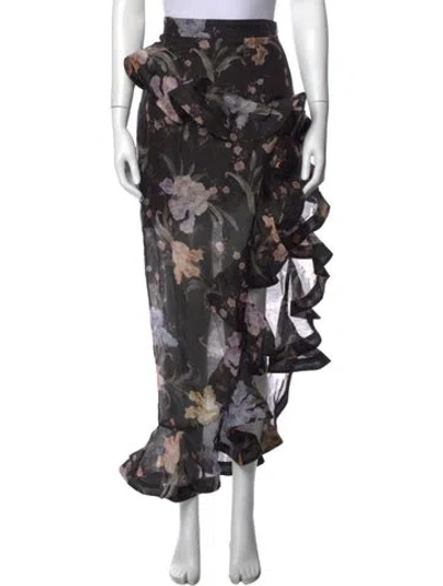 Pre-owned Zimmermann Linen Long Skirt In Black