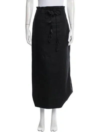 Pre-owned Zimmermann Linen Long Skirt In Black