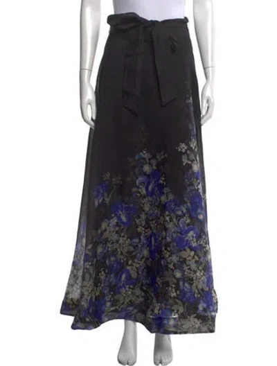 Pre-owned Zimmermann Linen Long Skirt In Black