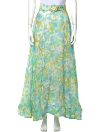 Pre-owned Zimmermann Linen Long Skirt In Blue