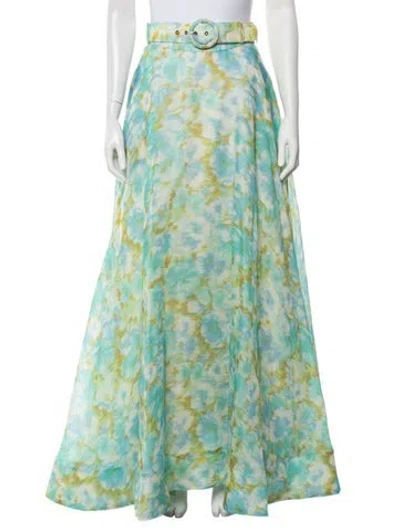 Pre-owned Zimmermann Linen Long Skirt In Blue