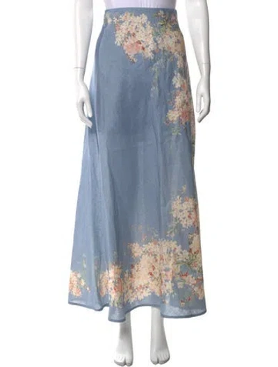 Pre-owned Zimmermann Linen Long Skirt In Blue