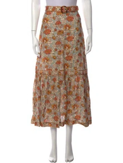 Pre-owned Zimmermann Linen Long Skirt In Blue