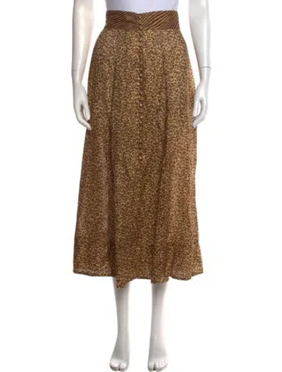 Pre-owned Zimmermann Linen Long Skirt In Brown