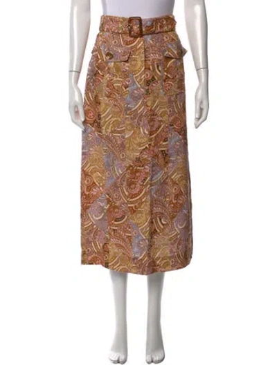 Pre-owned Zimmermann Linen Long Skirt In Brown
