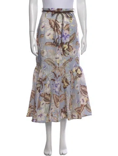 Pre-owned Zimmermann Linen Long Skirt In Multi