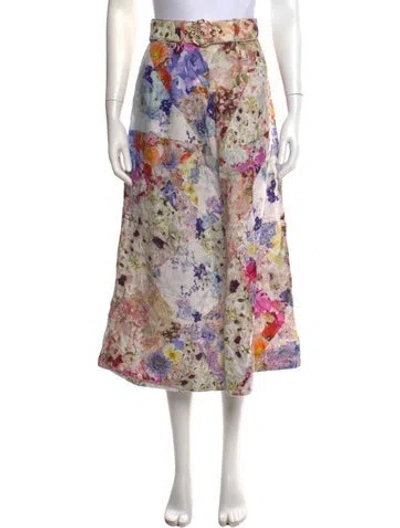 Pre-owned Zimmermann Linen Long Skirt In Multicolor