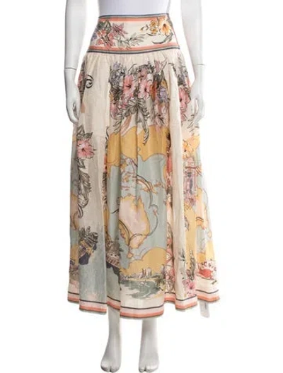 Pre-owned Zimmermann Linen Long Skirt In Multicolor