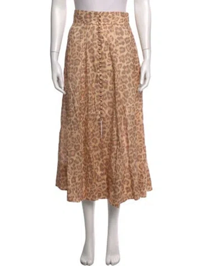 Pre-owned Zimmermann Linen Long Skirt In Neutrals