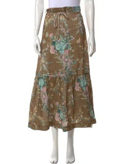Pre-owned Zimmermann Linen Long Skirt In Neutrals