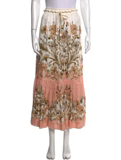 Pre-owned Zimmermann Linen Long Skirt In Neutrals