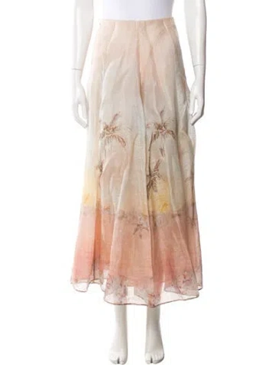 Pre-owned Zimmermann Linen Long Skirt In Neutrals