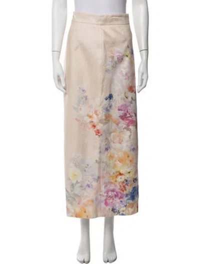 Pre-owned Zimmermann Linen Long Skirt In Neutrals