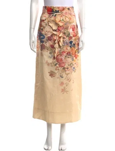Pre-owned Zimmermann Linen Long Skirt In Neutrals