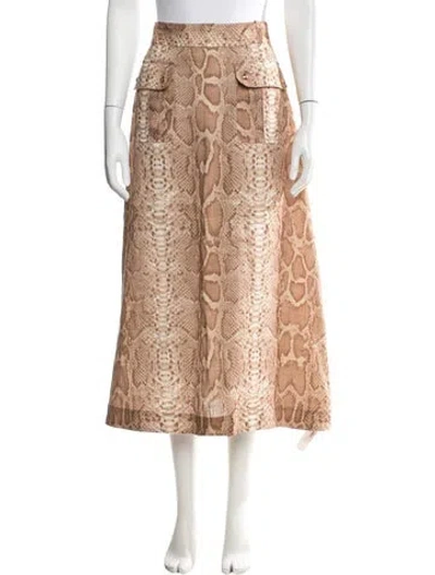 Pre-owned Zimmermann Linen Long Skirt In Neutrals