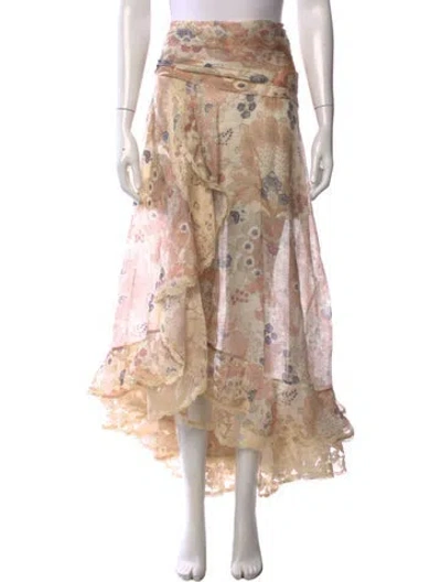Pre-owned Zimmermann Linen Long Skirt In Neutrals