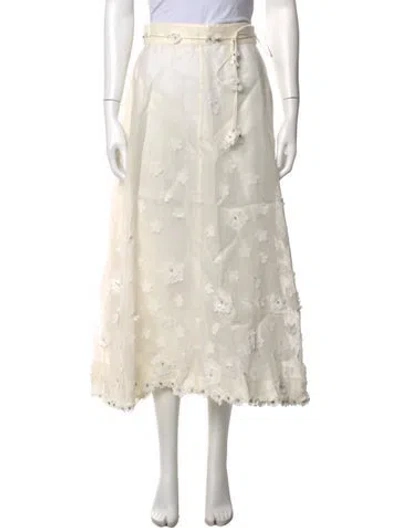 Pre-owned Zimmermann Linen Long Skirt In Neutrals