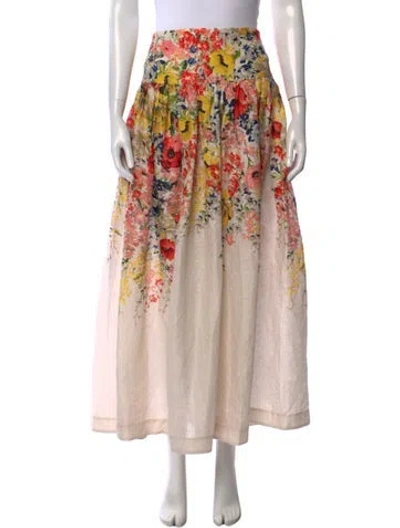Pre-owned Zimmermann Linen Long Skirt In Neutrals