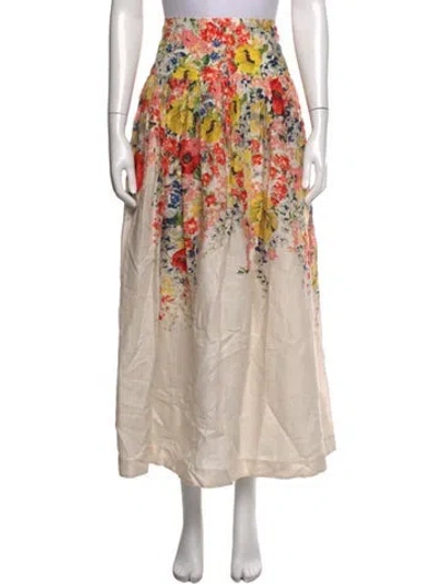 Pre-owned Zimmermann Linen Long Skirt In Neutrals