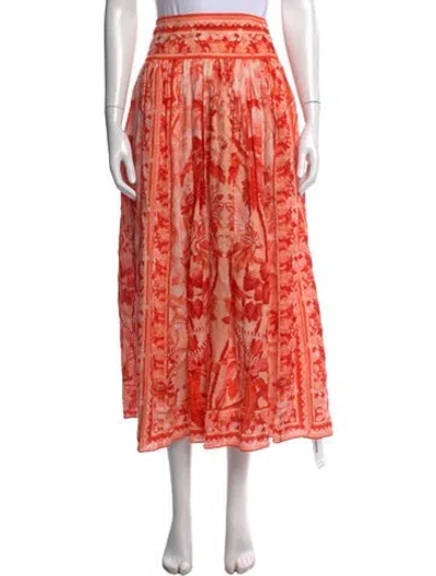 Pre-owned Zimmermann Linen Long Skirt In Orange