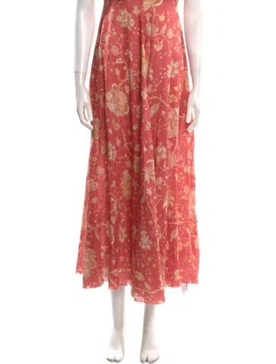 Pre-owned Zimmermann Linen Long Skirt In Pink