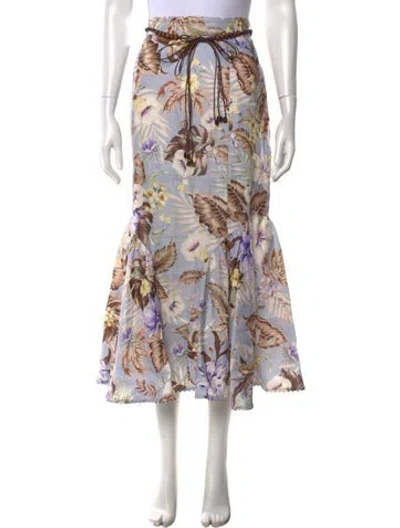 Pre-owned Zimmermann Linen Long Skirt In Pink