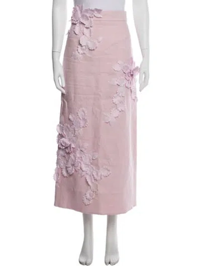 Pre-owned Zimmermann Linen Long Skirt In Pink