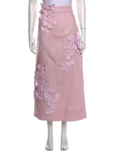 Pre-owned Zimmermann Linen Long Skirt In Pink