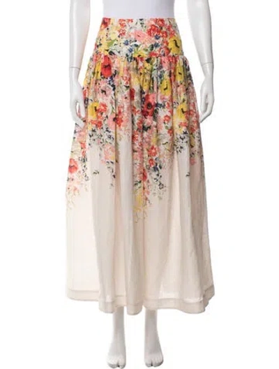 Pre-owned Zimmermann Linen Long Skirt In Pink