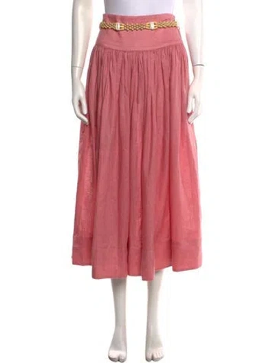 Pre-owned Zimmermann Linen Long Skirt In Pink