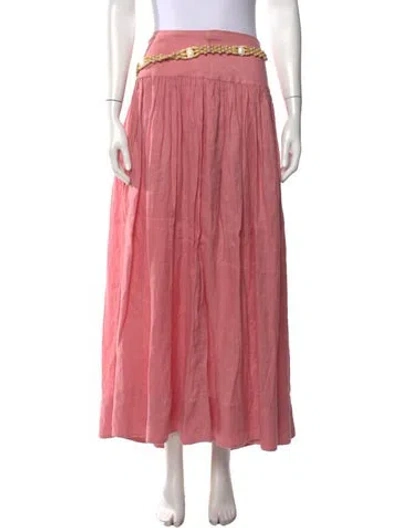 Pre-owned Zimmermann Linen Long Skirt In Pink