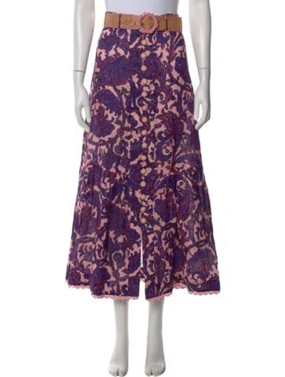 Pre-owned Zimmermann Linen Long Skirt In Purple