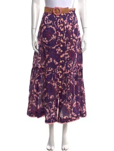 Pre-owned Zimmermann Linen Long Skirt In Purple