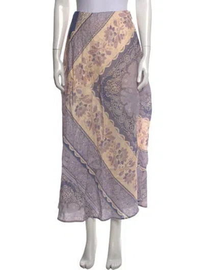 Pre-owned Zimmermann Linen Long Skirt In Purple