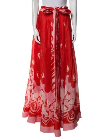 Pre-owned Zimmermann Linen Long Skirt In Red