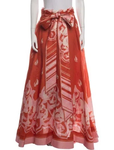 Pre-owned Zimmermann Linen Long Skirt In Red