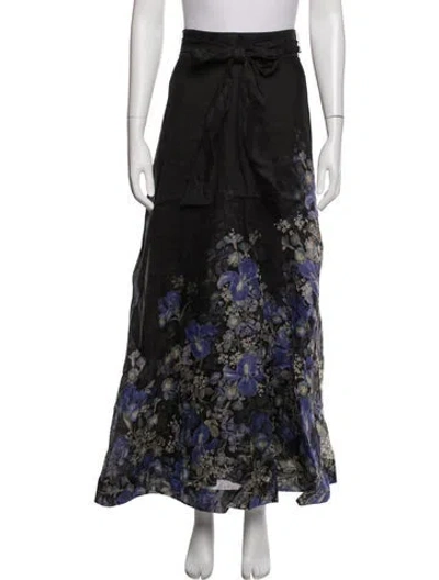 Pre-owned Zimmermann Linen Long Skirt W/ Tags In Black