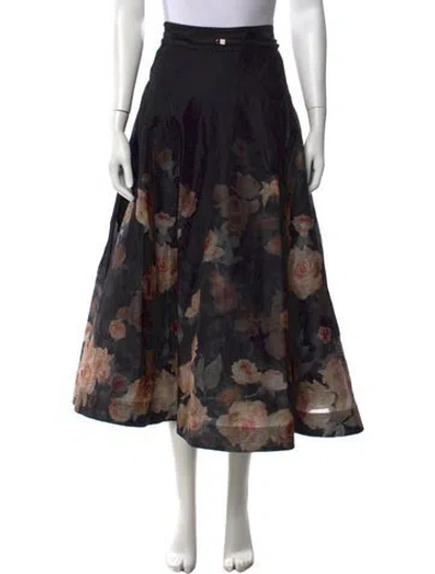 Pre-owned Zimmermann Linen Long Skirt W/ Tags In Black